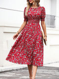 Floral Bubble Hem Midi Dress
