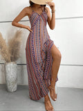 Boho Backless Slitt Maxi Dress