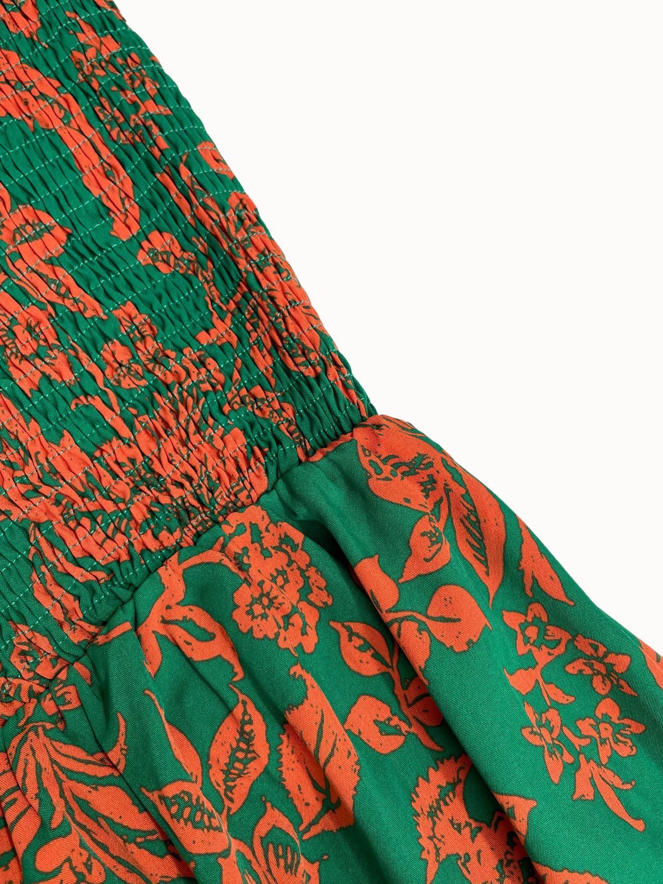 Floral Shirred Backless Maxi Dress