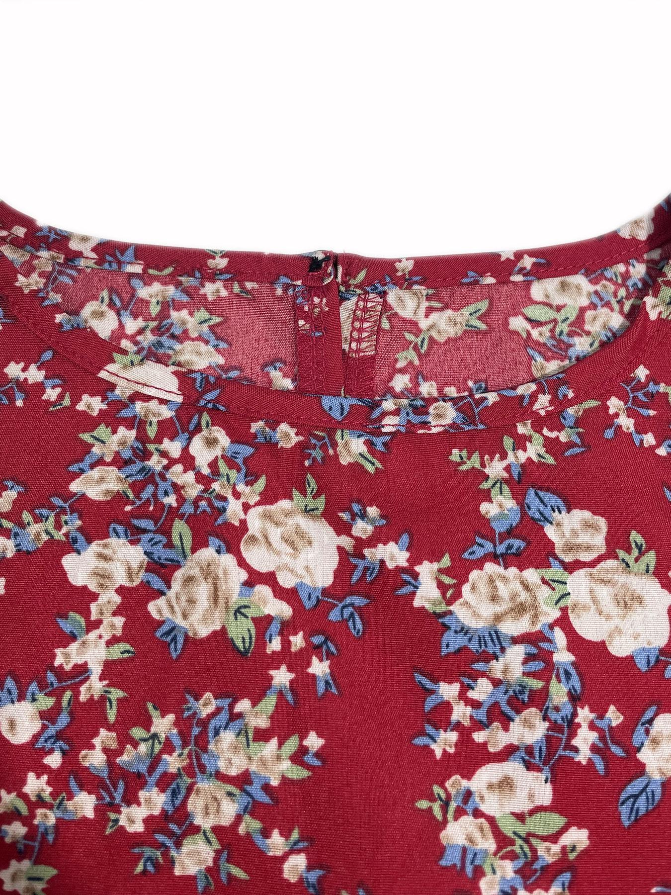 Floral Bubble Hem Midi Dress