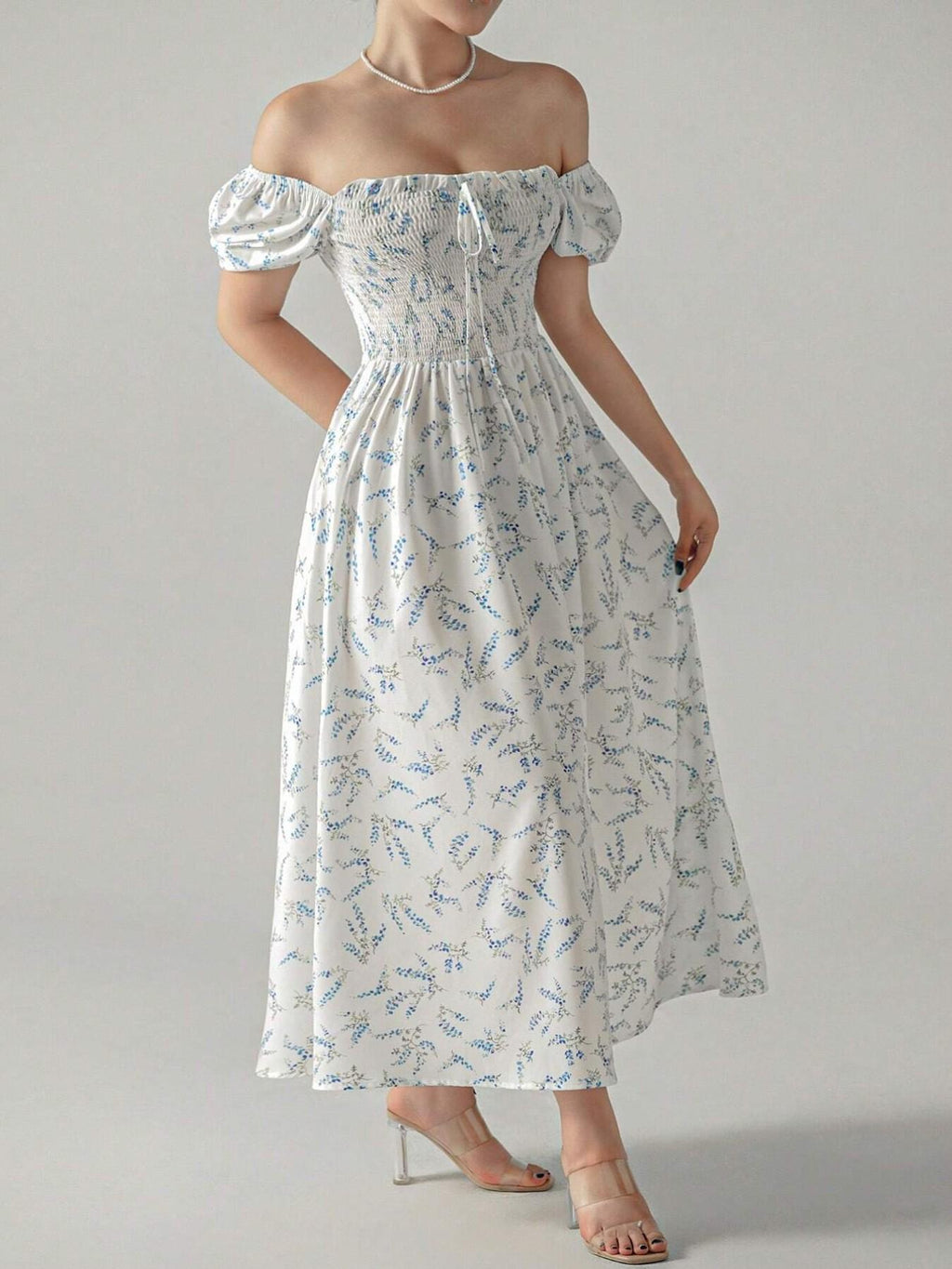 Floral Puff Sleeve Maxi Dress
