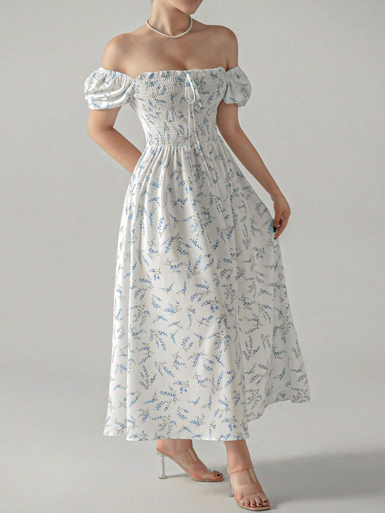 Floral Puff Sleeve Maxi Dress