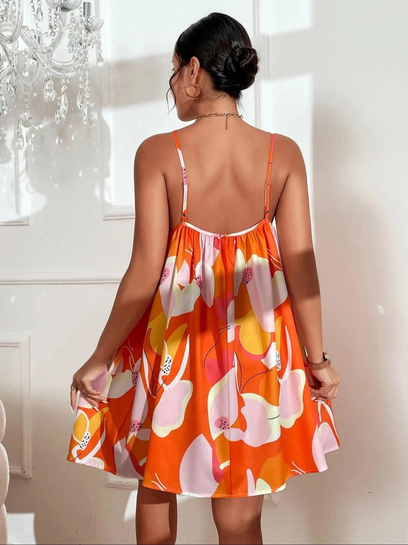 Women'S All over Floral Print Cami Dress, Boho Sleeveless Short Dress for Beach Holiday Vacation, Ladies Summer Clothes